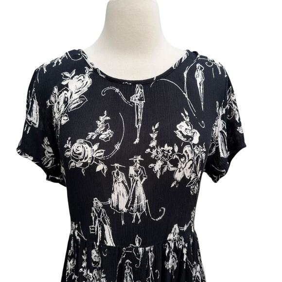 SOLD Vintage Bila Midi Dress Womens Medium Button Front Boho witchy whimsigoth - Picture 6 of 14